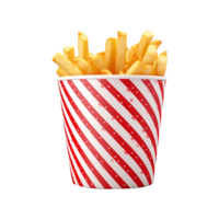 AI generated french fries in red white paper cup on Transparent background png