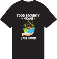 comida seguridad medio seguro comida t camisa diseño vector