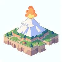 AI generated Isometric 3D Volcano on Island Icon Clip Art Sticker Decoration Simple Background photo