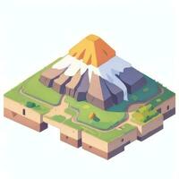 AI generated Isometric 3D Volcano on Island Icon Clip Art Sticker Decoration Simple Background photo