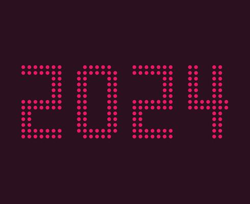 Happy New Year 2024 Abstract Pink Graphic Design Vector Logo Symbol Illustration With Purple Background