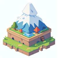 AI generated Isometric 3D Volcano on Island Icon Clip Art Sticker Decoration Simple Background photo