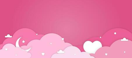 Vector paper cut cloud background for text on pink background