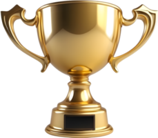 AI generated golden trophy cup on transparent background png