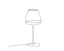 Wine glass. Abstract logotype. Continuous one line drawing of glass. Vector simple illustration.
