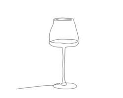 Wine glass. Abstract logotype. Continuous one line drawing of glass. Vector simple illustration.