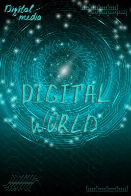 Blue futuristic technological background in cyberpunk style. Digital art. The inscription is painted by hand with brush. Lettering for design of postcards, poster, banner. Vector illustration.