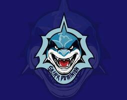 Shark dominion logo template. For e sport gaming, sports team, t shirt design, banner, poster, adversitement. vector