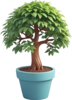 AI generated a bonsai tree in a pot on a white background png