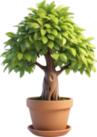 AI generated a bonsai tree in a pot on a white background png