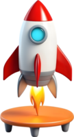 AI generated a cartoon rocket ship with a blue and orange color png