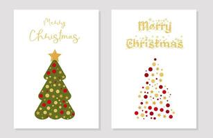 fiesta tarjeta postal con nuevo años Navidad árbol. vector