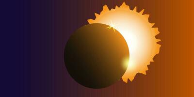 Solar eclipse dark sky shining stars event. vector