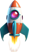 AI generated a cartoon rocket ship with a blue and orange color png