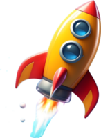 AI generated a cartoon rocket ship with a blue and orange color png