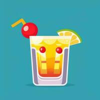 AI generated Liquor Cocktail Drinks Icon Clip Art Sticker Decoration Simple Background photo