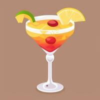 AI generated Liquor Cocktail Drinks Icon Clip Art Sticker Decoration Simple Background photo