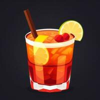 AI generated Liquor Cocktail Drinks Icon Clip Art Sticker Decoration Simple Background photo