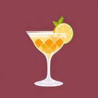 AI generated Liquor Cocktail Drinks Icon Clip Art Sticker Decoration Simple Background photo