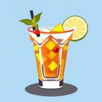 AI generated Liquor Cocktail Drinks Icon Clip Art Sticker Decoration Simple Background photo