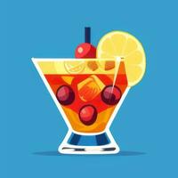 AI generated Liquor Cocktail Drinks Icon Clip Art Sticker Decoration Simple Background photo