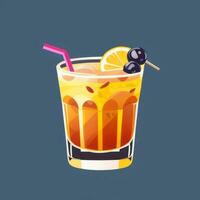 AI generated Liquor Cocktail Drinks Icon Clip Art Sticker Decoration Simple Background photo