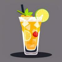 AI generated Liquor Cocktail Drinks Icon Clip Art Sticker Decoration Simple Background photo