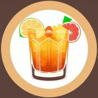 AI generated Liquor Cocktail Drinks Icon Clip Art Sticker Decoration Simple Background photo