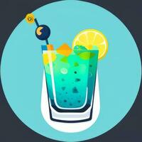 AI generated Liquor Cocktail Drinks Icon Clip Art Sticker Decoration Simple Background photo