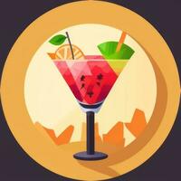 AI generated Liquor Cocktail Drinks Icon Clip Art Sticker Decoration Simple Background photo