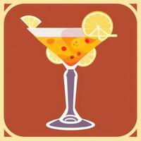 AI generated Liquor Cocktail Drinks Icon Clip Art Sticker Decoration Simple Background photo