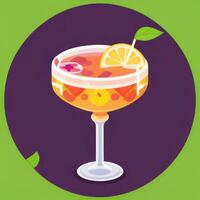 AI generated Liquor Cocktail Drinks Icon Clip Art Sticker Decoration Simple Background photo