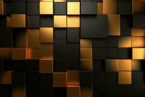 AI generated Gold and black abstract mosaic background photo