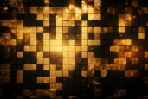 AI generated Gold and black abstract mosaic background photo