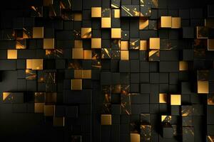 AI generated Gold and black abstract mosaic background photo