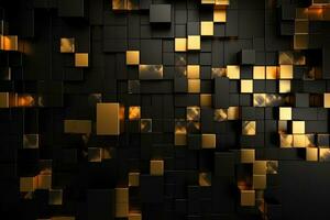 AI generated Gold and black abstract mosaic background photo