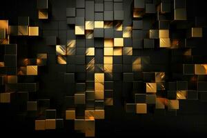 AI generated Gold and black abstract background photo