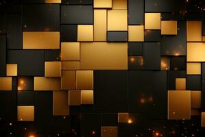 AI generated Gold and black abstract mosaic background photo