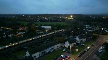 High Angle Footage of Illuminated Hitchin City of England UK video