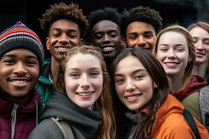 AI generated multi ethnic diverse college students photo