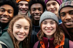 AI generated multi ethnic diverse college students photo