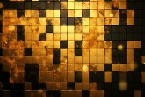 AI generated Gold and black abstract mosaic background photo