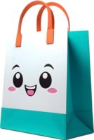 AI generated cartoon shopping bag with smiley face png