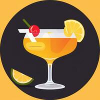 AI generated Liquor Cocktail Drinks Icon Clip Art Sticker Decoration Simple Background photo