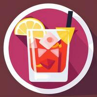 AI generated Liquor Cocktail Drinks Icon Clip Art Sticker Decoration Simple Background photo