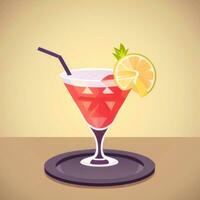 AI generated Liquor Cocktail Drinks Icon Clip Art Sticker Decoration Simple Background photo