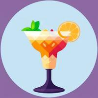 AI generated Liquor Cocktail Drinks Icon Clip Art Sticker Decoration Simple Background photo