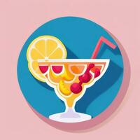 AI generated Liquor Cocktail Drinks Icon Clip Art Sticker Decoration Simple Background photo