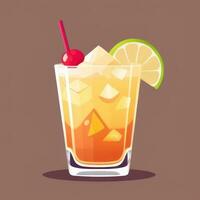 AI generated Liquor Cocktail Drinks Icon Clip Art Sticker Decoration Simple Background photo