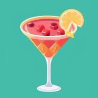 AI generated Liquor Cocktail Drinks Icon Clip Art Sticker Decoration Simple Background photo